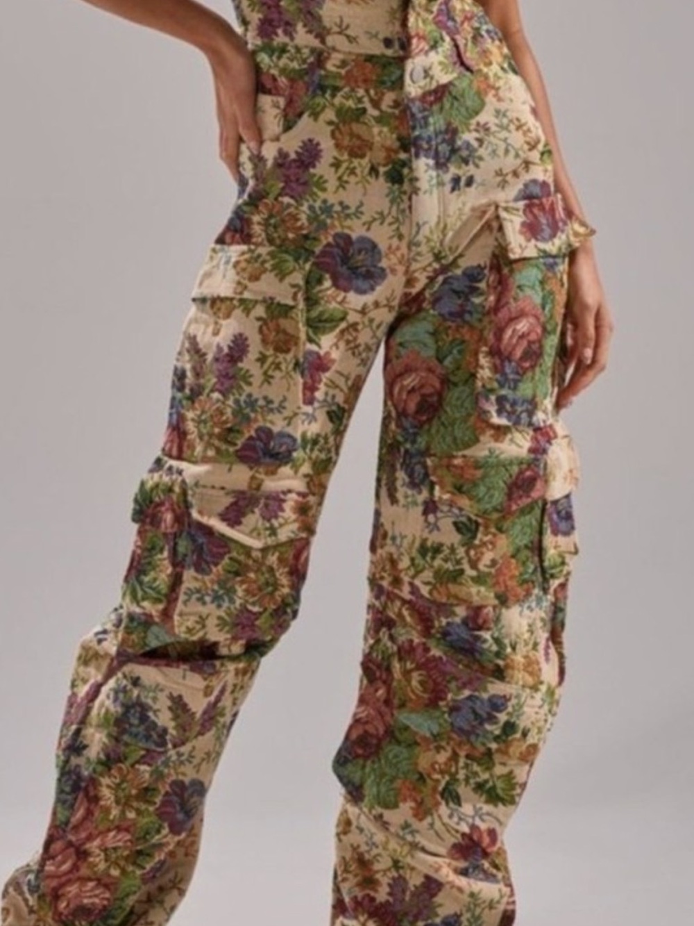 AKIRA Floral brocade / Tapestry strapless romper - Picture 2 of 6